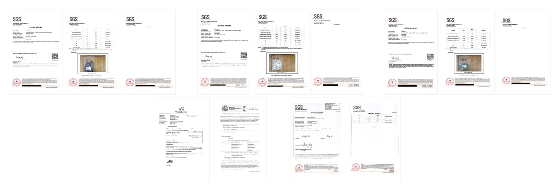 Certificados SGS e laboratoriais do Colchão Biomineral Germânio